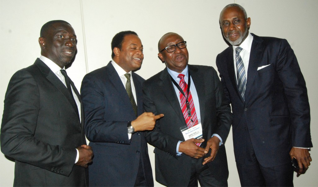 SBL Chairman, Asue Ighodalo, Former Gov. of Cross River State, Donald Duke, Chief Bayo Ojo, SAN, and former SBL Chairman, Gbenga Oyebode, MFR, during the 2015 SBL Conference in Lagos.