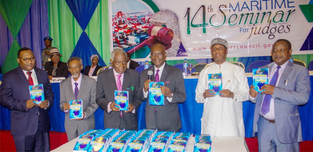 Mr. Hassan Bello, Hon. Justice Mahmoud Mohammed, GCON, FNJI; Chief Ernest Shonekan, GCFR; Mr. Taiwo Abisogun;Rt. Hon. Chibuike Rotimi Amaechi and Hon. Justice Ibrahim N. Auta, OFR, during the launching