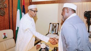 President Muhammadu Buhari (left) and Imo State Governor Rochas Okorocha at the State House in Abuja …yesterday