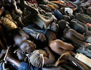 Nigerian Prison inmates sleeping