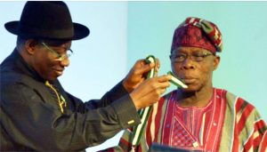 Goodluck Jonathan and Olusegun Obasanjo