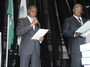 A.B. Mahmoud, SAN taking the Oath of office