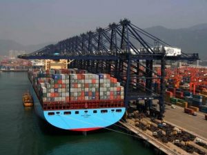 Ship loaded at the port