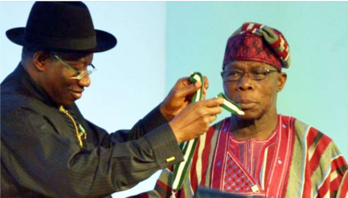 Goodluck Jonathan and Olusegun Obasanjo