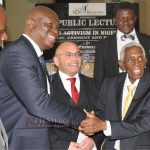 Arthur Obi Okafor, SAN congratulating Pa Gomez