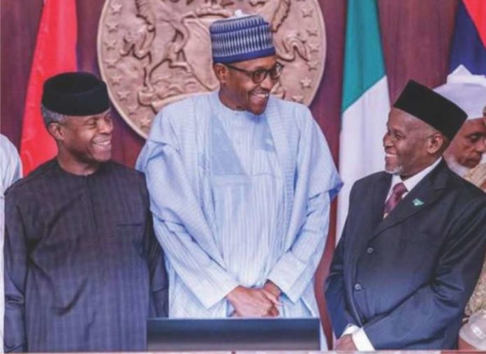 Vice-President Yemi Osinbajo, President Muhammadu Buhari and Chief Justice of Nigeria, Tanko Muhammad